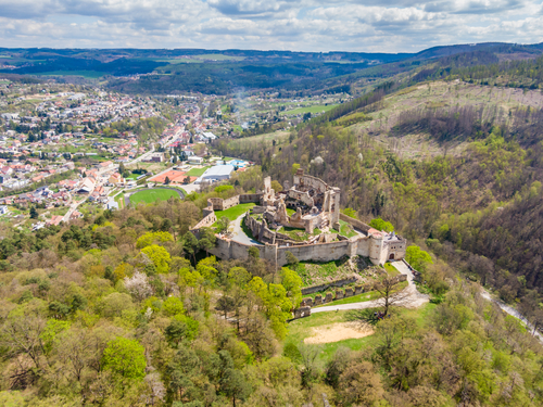 zřícenina hradu Boskovice - výhled z koše balonu
